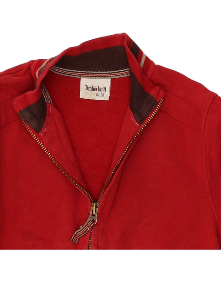 TIMBERLAND Girls Tracksuit Top Jacket 7-8 Years Red Cotton Vintage Timberland and Second-Hand Timberland from Messina Hembry 