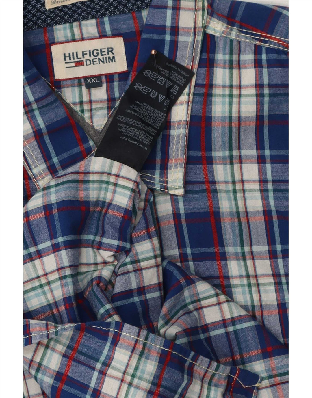 Cămașă pentru bărbați Tommy Hilfiger 2XL, bumbac cu carouri albastre
