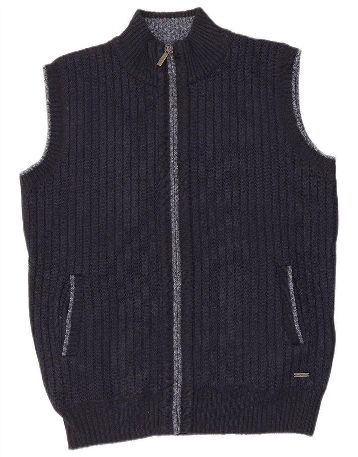Pulover cardigan fără mâneci pentru bărbați Pierre Cardin, poliester mediu bleumarin