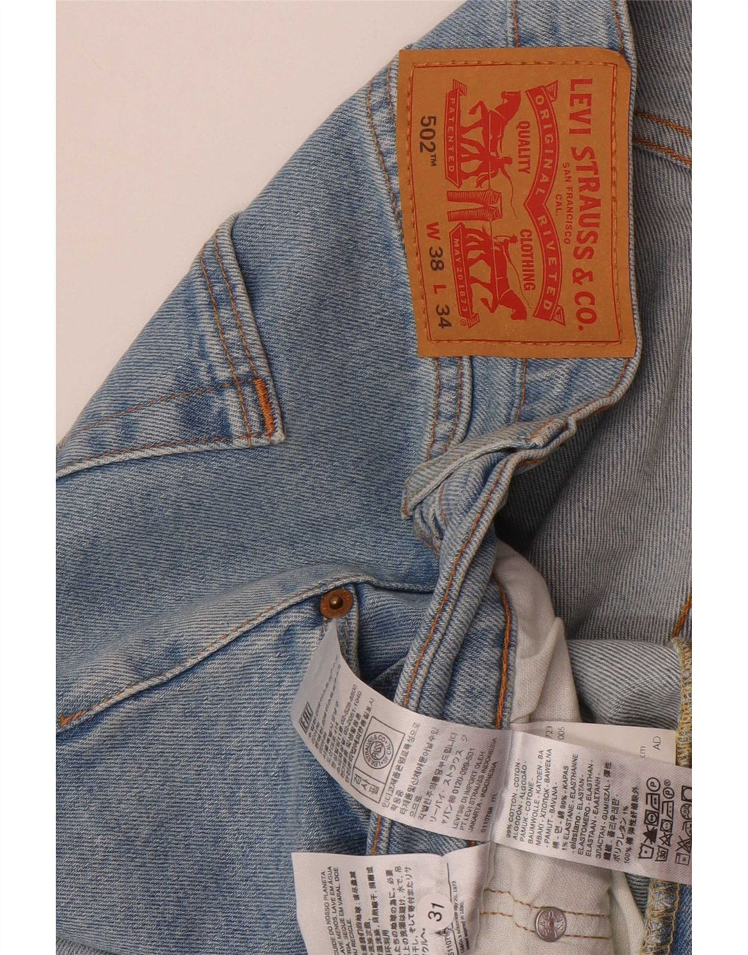 Blugi conici pentru bărbați Levi's 502 W38 L31 Bumbac albastru