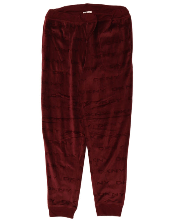 DKNY Pantaloni de trening grafic pentru femei Pantaloni de jogging UK 10 Small Burgundy