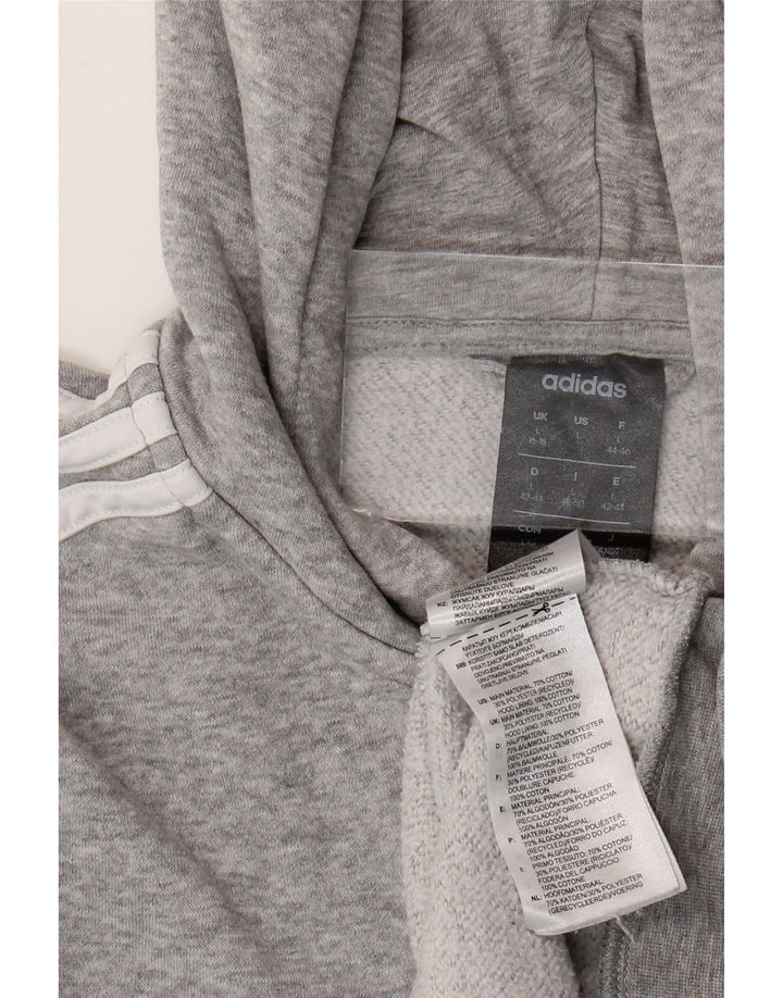 Pulover ADIDAS Crop Zip pentru femei UK 16/18, mare, gri bumbac