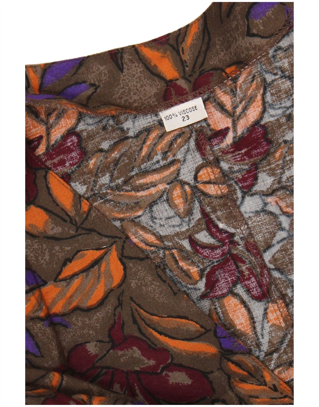 Bluză cămașă pentru femei VINTAGE UK 20 2XL maro viscoză florală