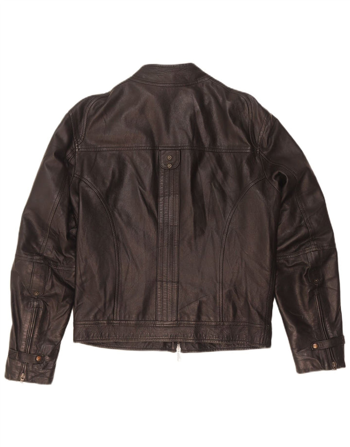 Jachetă de motociclist din piele vintage pentru bărbați IT 46 Small Black