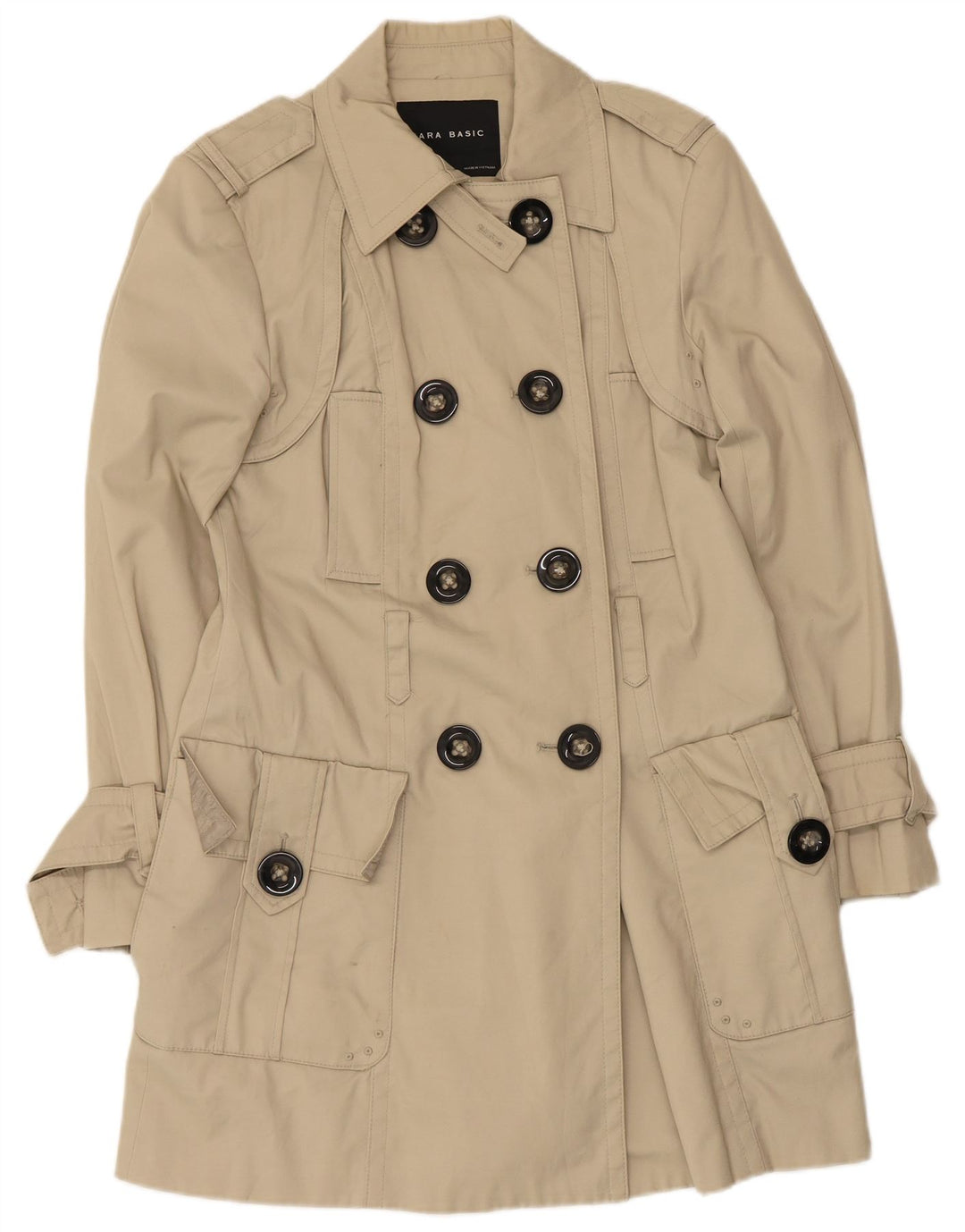 Trench pentru femei Zara UK 14 mare, bej, nailon