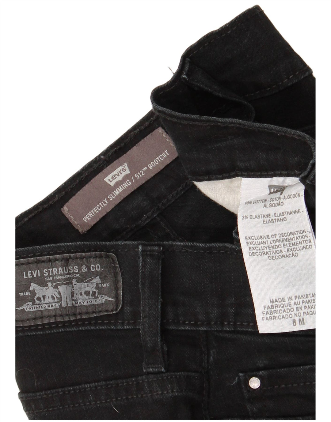 Blugi LEVI'S 512 Bootcut pentru femei US 6 Medium W28 L31 Negri