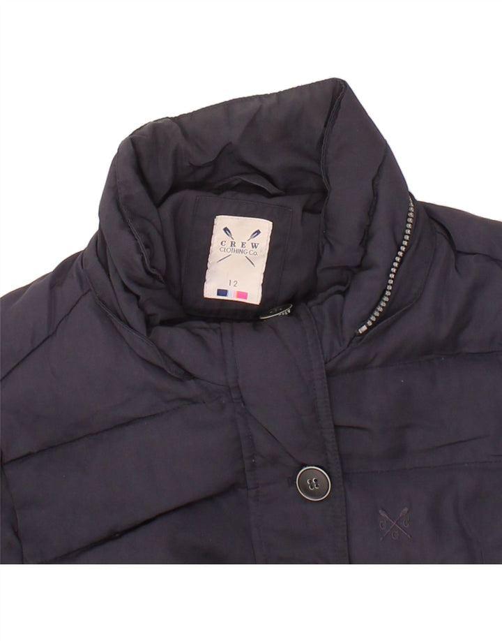 CREW CLOTHING Womens Padded Jacket UK 12 Medium Navy Blue Polyester Vintage Crew Clothing and Second-Hand Crew Clothing from Messina Hembry 