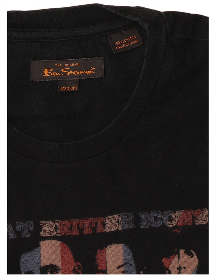 Tricou grafic Ben Sherman pentru bărbați Top mediu din bumbac negru
