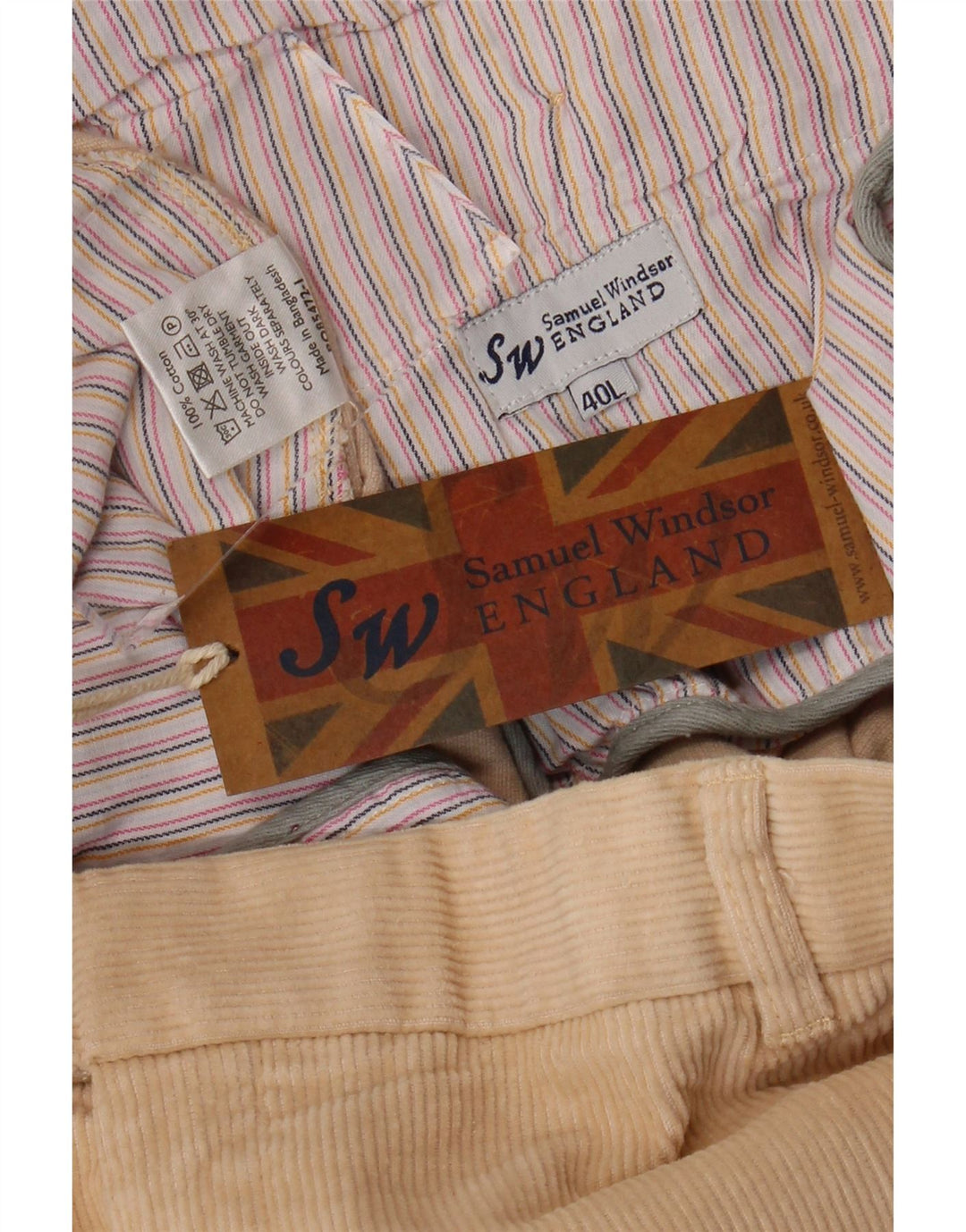 SAMUEL WINDSOR Pantaloni drepti pentru bărbați din velur L40 L33 bumbac bej