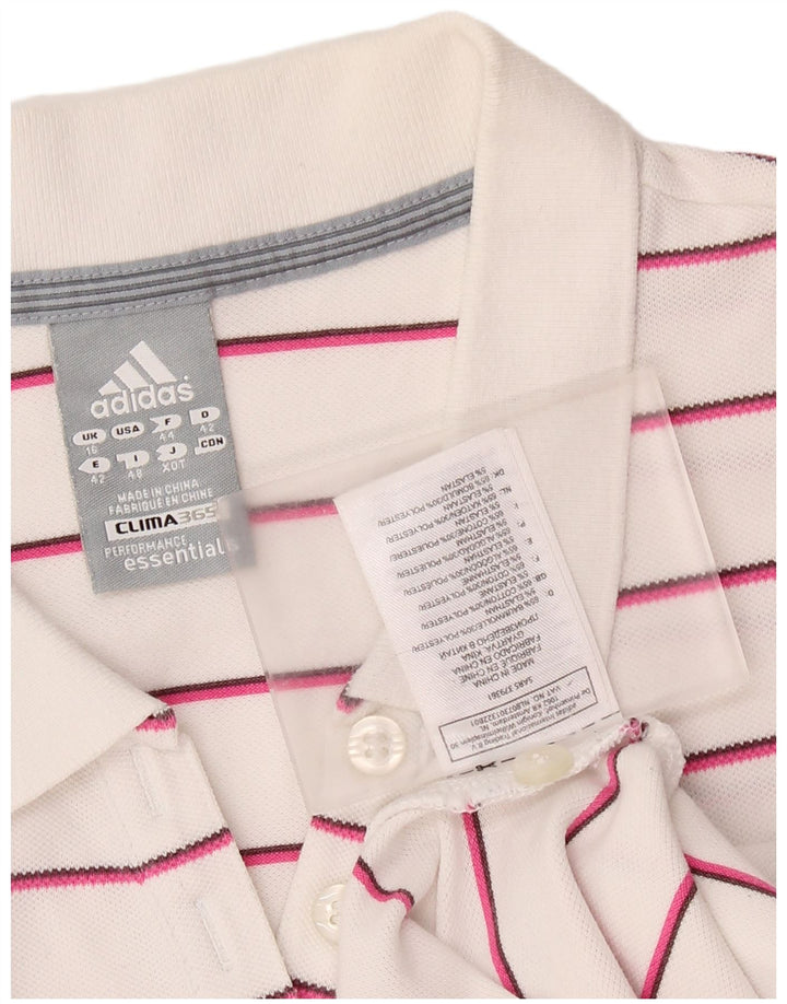 Tricou polo ADIDAS Clima 365 pentru femei UK 16, bumbac mare cu dungi albe