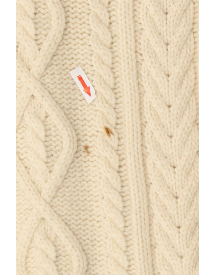 Pulover Cardigan Vintage pentru Damă IT 44 Medium Lână Alb Cadă