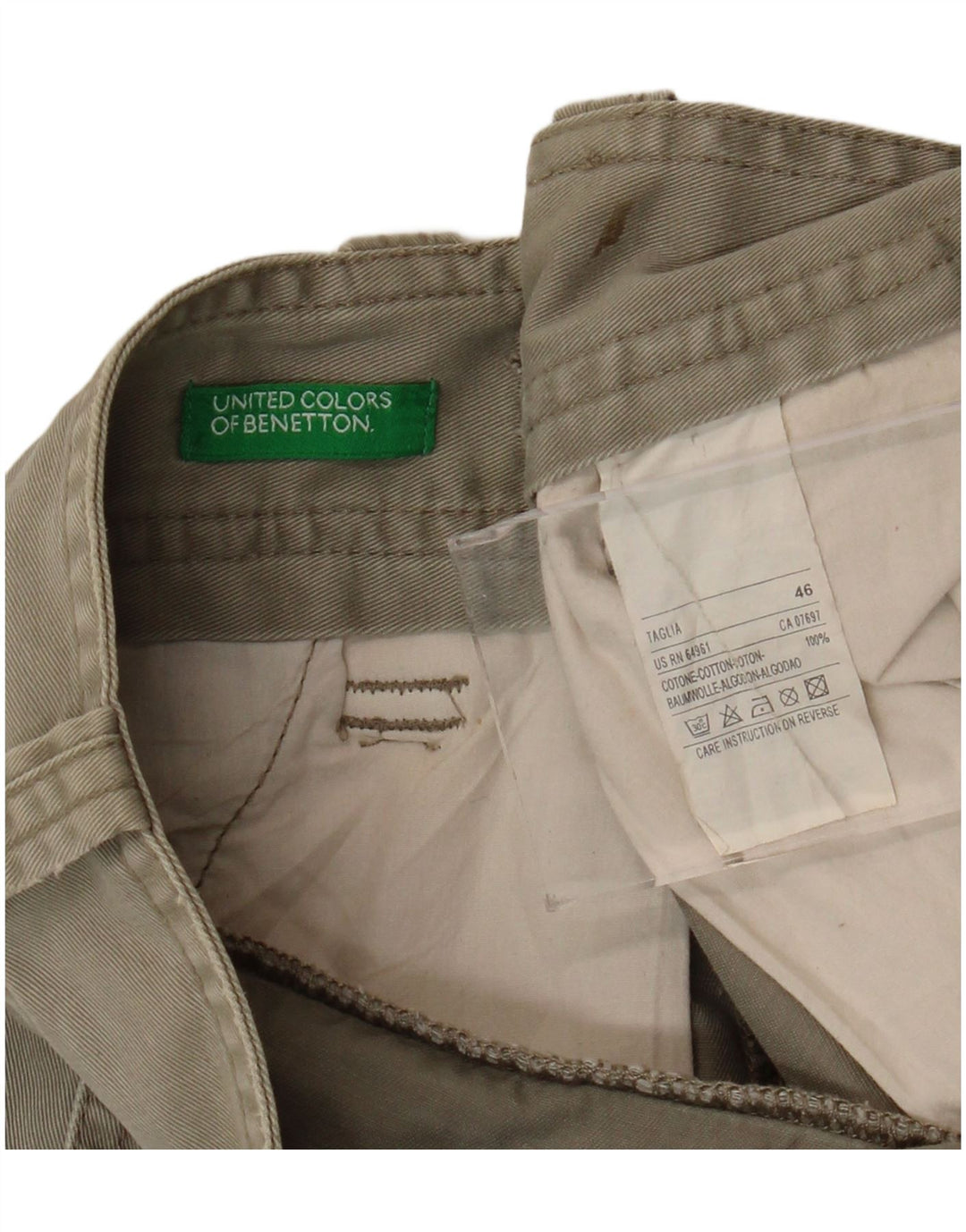 Pantaloni scurți cargo BENETTON pentru bărbați IT 46 Small W32 Bej Bumbac