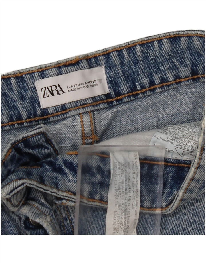 Pantaloni scurți din denim învechit ZARA pentru femei EU 36 XS W26 Bumbac albastru