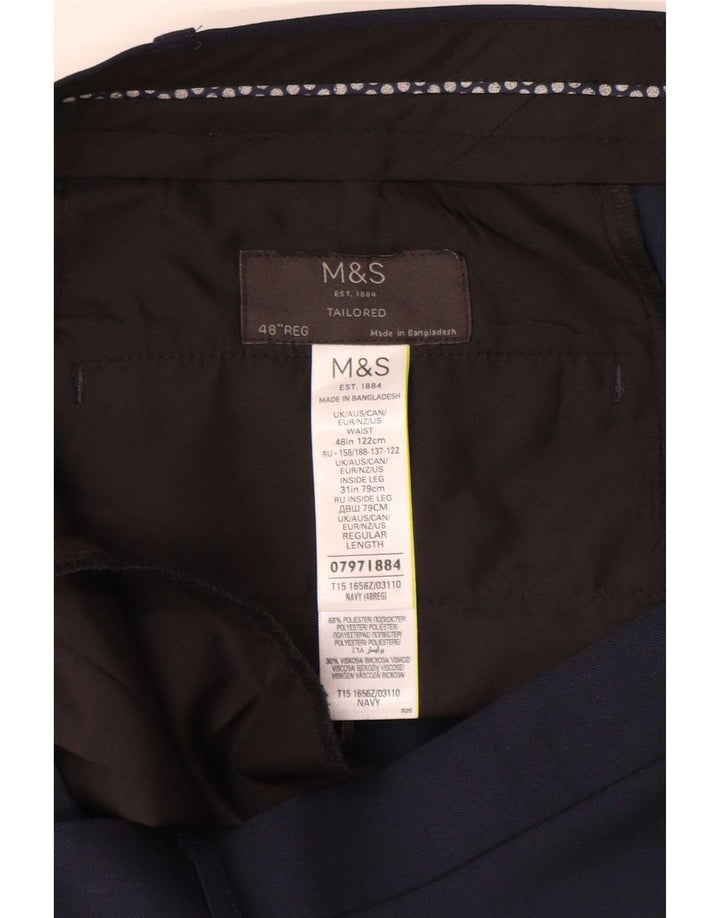 Pantaloni de costum drepți croiți pentru bărbați Marks & Spencer L48 L31 bleumarin