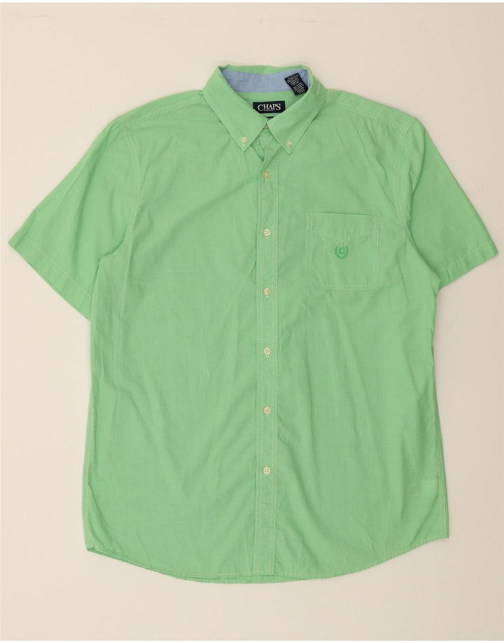 CHAPS Mens Short Sleeve Shirt Large Green Cotton Vintage Chaps and Second-Hand Chaps from Messina Hembry 