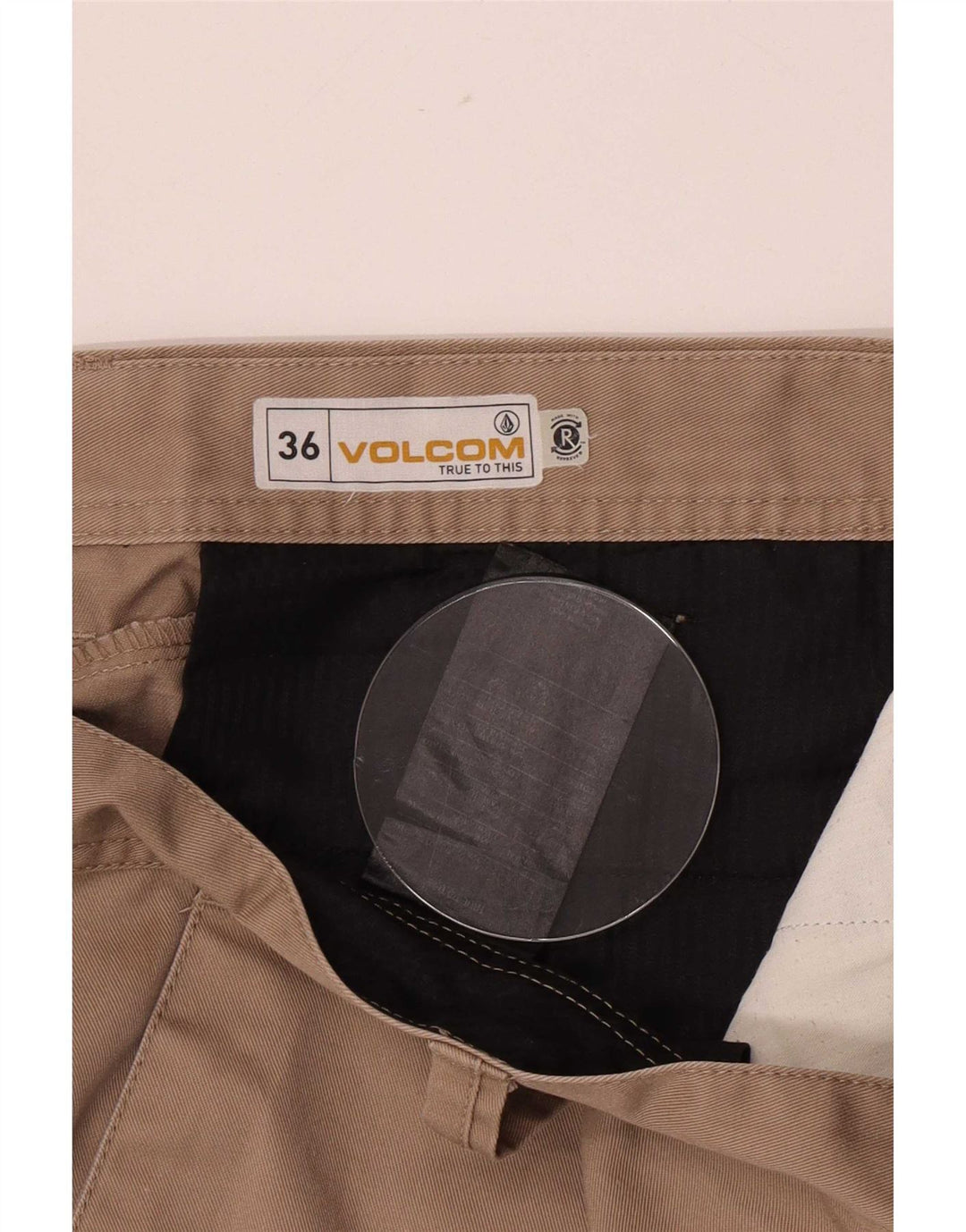 Pantaloni scurți chino pentru bărbați Volcom, mari W36, poliester bej