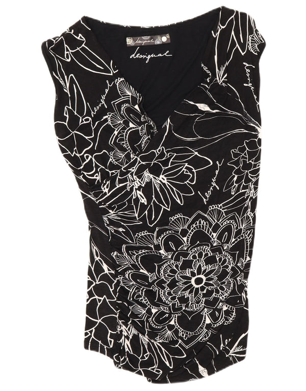 Bluză Desigual Femei Top UK 10 Small Black Floral Viscose