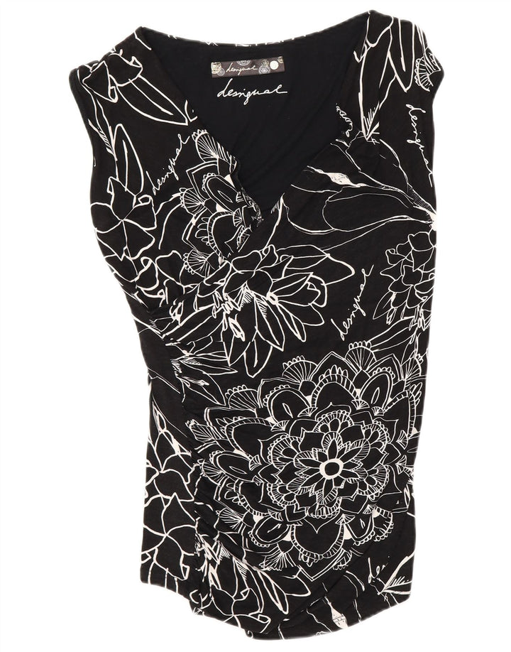 Bluză Desigual Femei Top UK 10 Small Black Floral Viscose