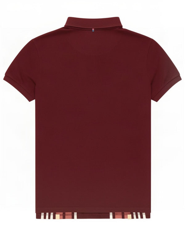 Pretty Green Mens Polo Shirt Large Burgundy Striped Cotton