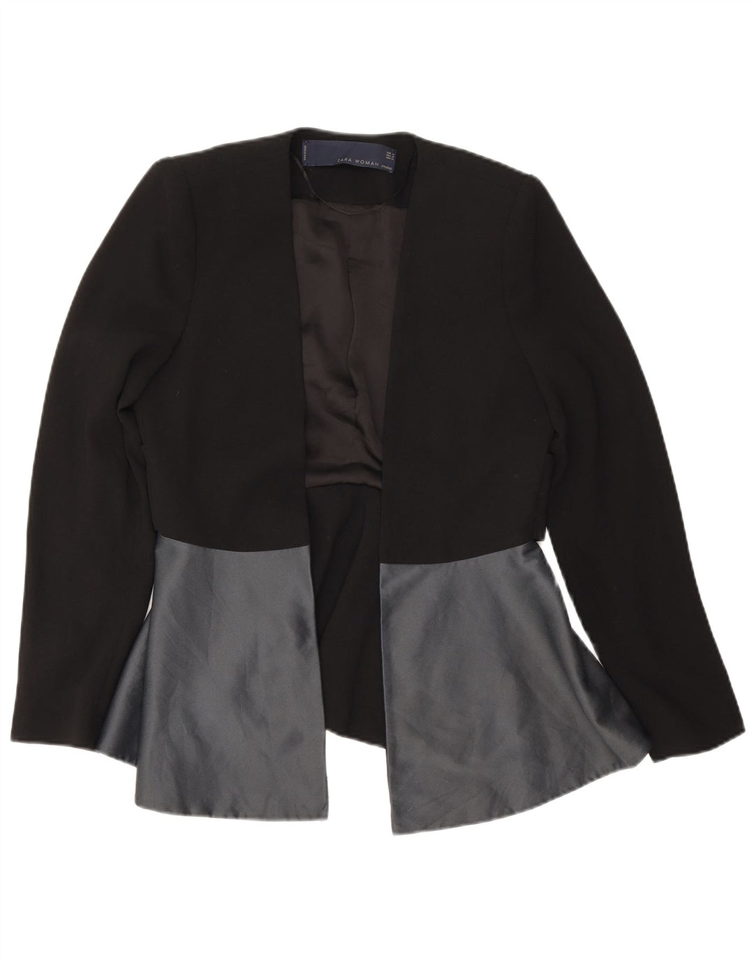 Jachetă Blazer deschisă pentru femei Zara UK 14 Medium Black Colorblock Poliester
