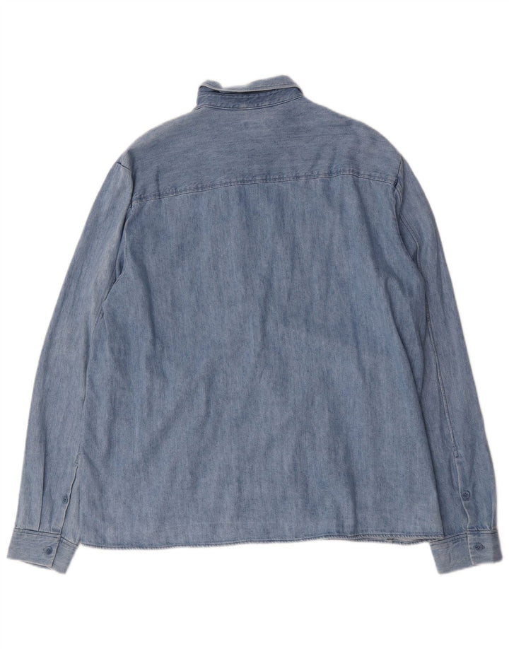 Cămașă Cos pentru bărbați din denim mare, albastru, bumbac