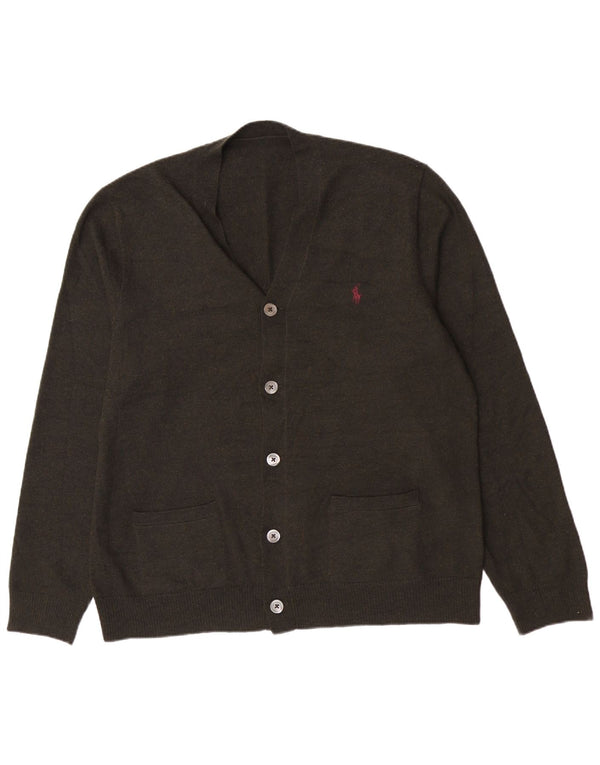 Pulover cardigan pentru bărbați Polo Ralph Lauren, mare, verde, lână merinos Clasic