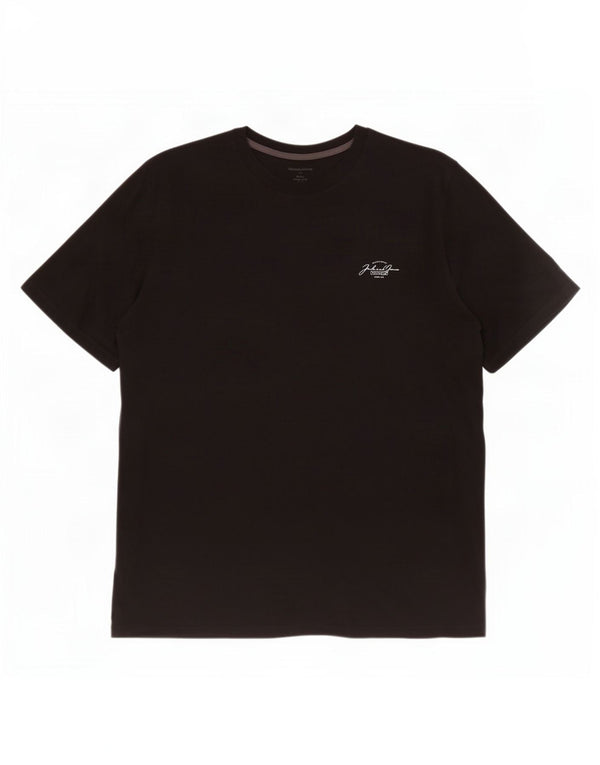 Jack & Jones Mens T-Shirt Top 2XL Black Cotton