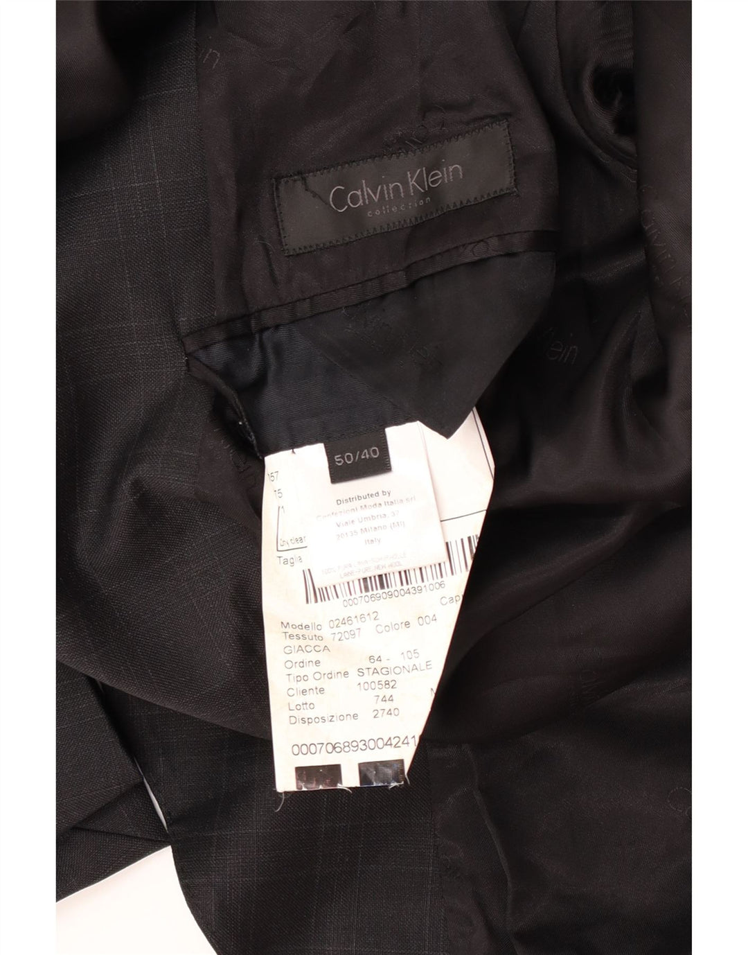 Jachetă Calvin Klein pentru bărbați, cu 2 nasturi, IT 50, lână cu carouri, gri mare