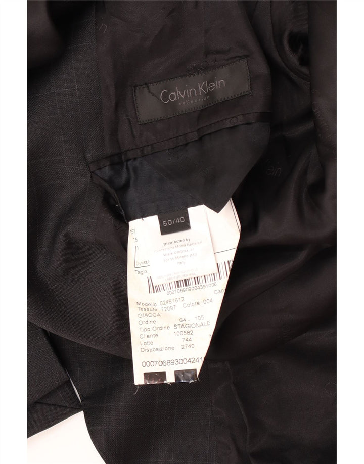 Jachetă Calvin Klein pentru bărbați, cu 2 nasturi, IT 50, lână cu carouri, gri mare