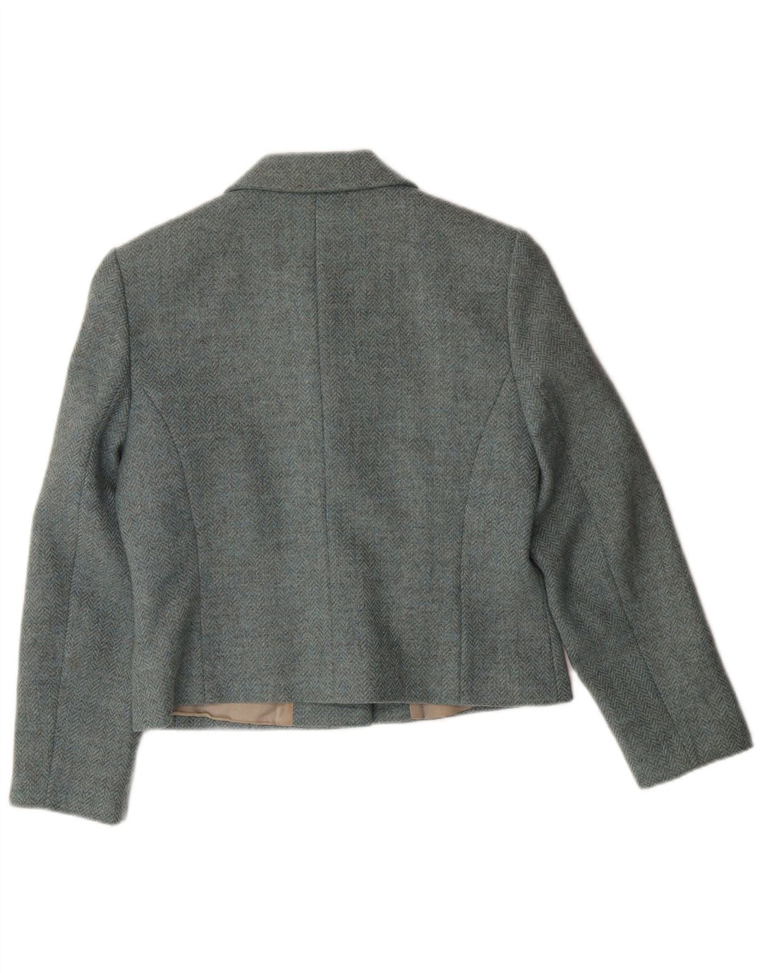 LAURA ASHLEY Jachetă Blazer Crop 3 Buttons pentru femei UK 12 Lână albastră medie
