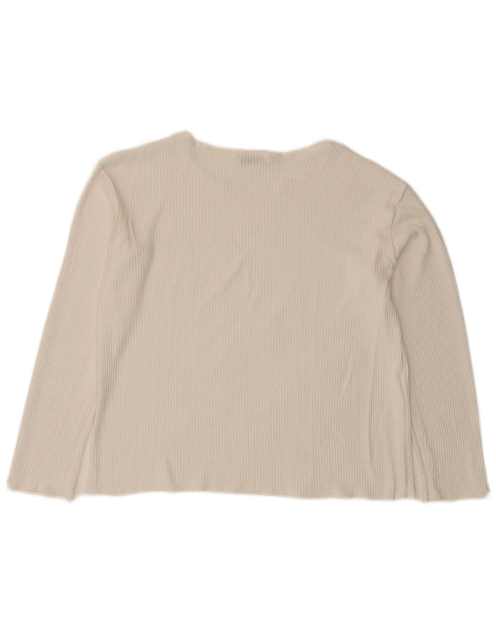 Top Crop oversize Zara pentru femei cu mânecă lungă UK 10 Small White