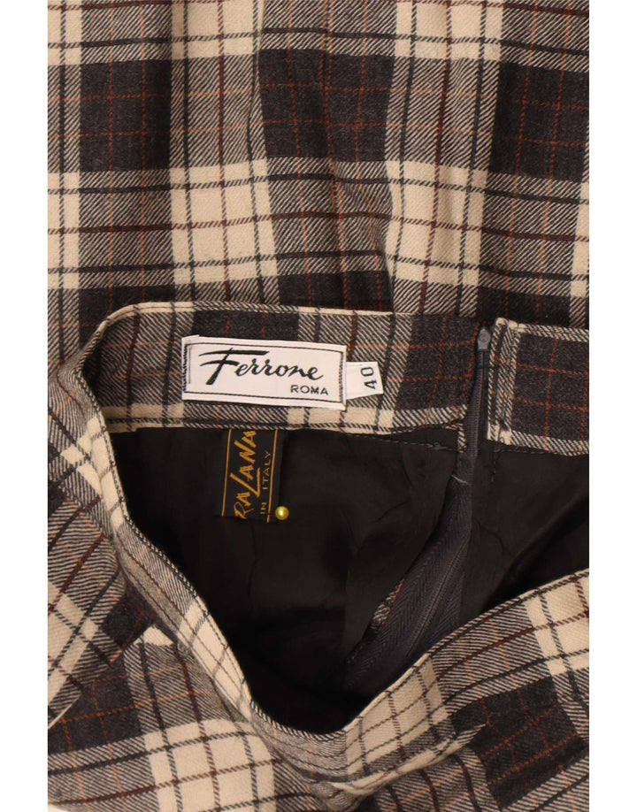 Fusta dreaptă pentru femei Ferrone IT 40 Small W25 Grey Check Wool
