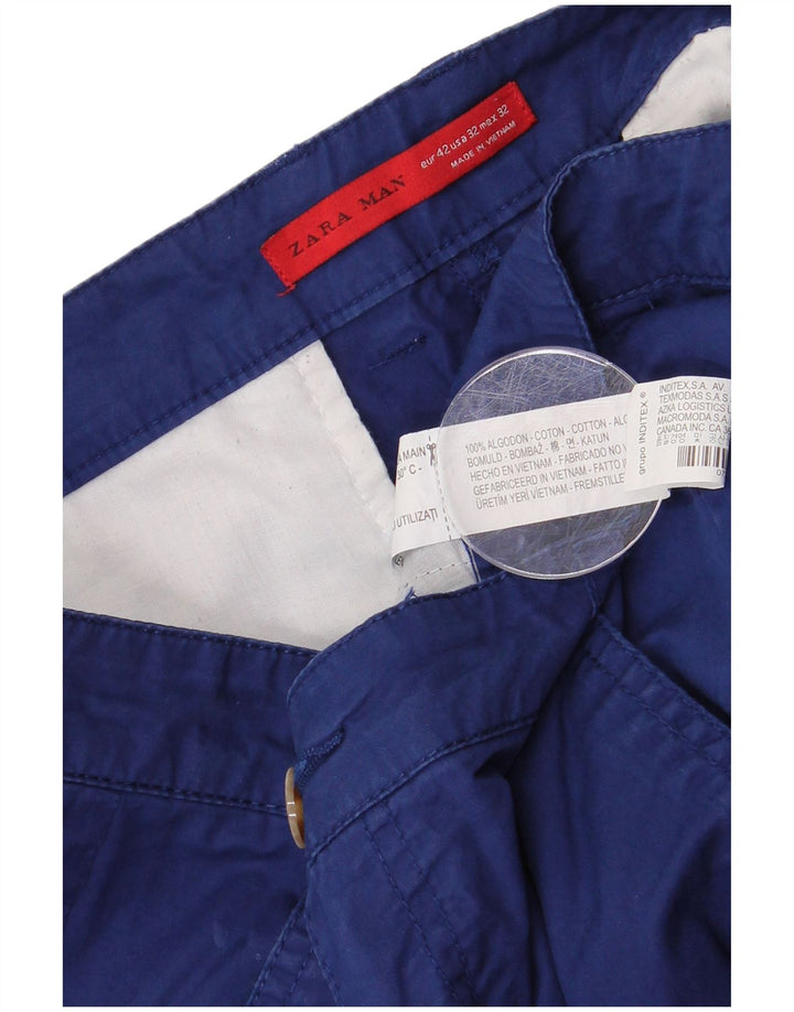 Pantaloni scurți chino pentru bărbați ZARA EU 42 Large W32 Blue Bumbac