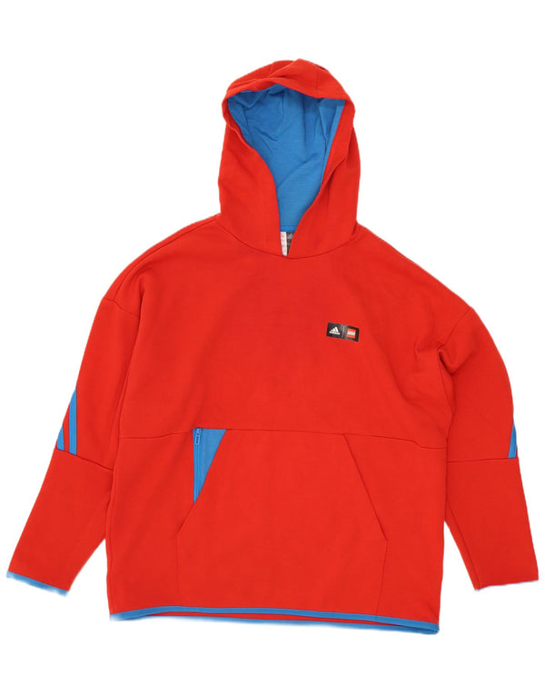 Pulover Adidas pentru băieți, 11-12 ani, roșu, bumbac color bloc