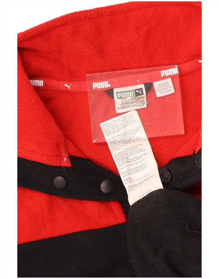 Pulover PUMA pentru băieți, cu gât cu nasturi, fleece, 11-12 ani, mare, negru, bloc de culoare