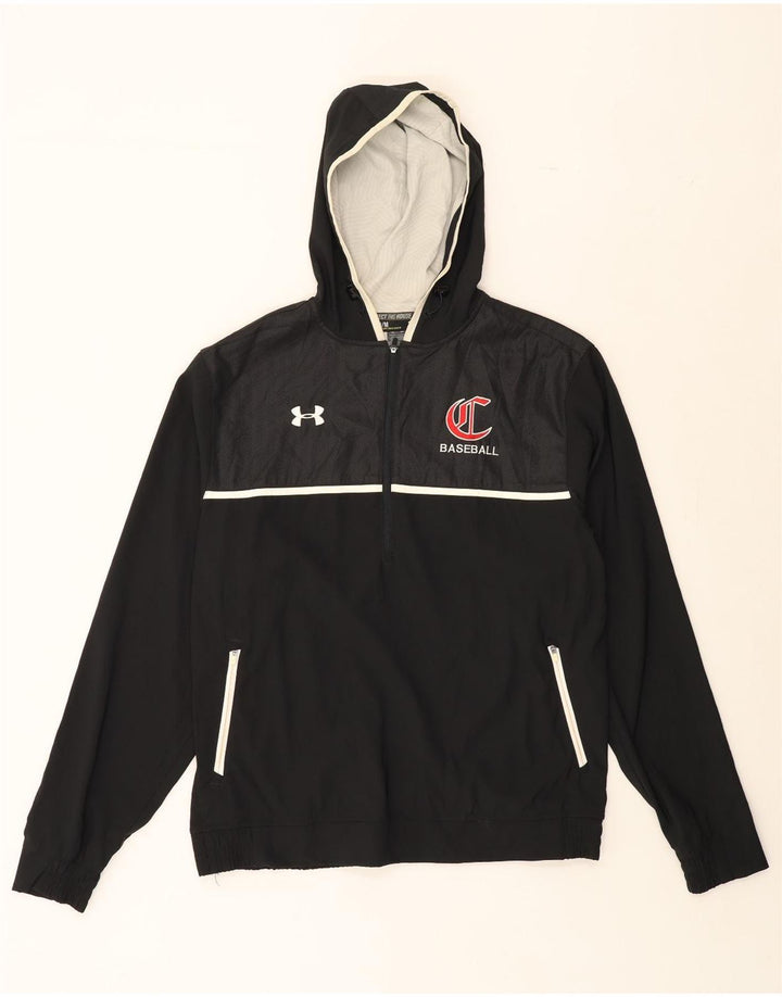 UNDER ARMOUR Mens Graphic Hooded Pullover Tracksuit Top Medium Black Vintage Under Armour and Second-Hand Under Armour from Messina Hembry 