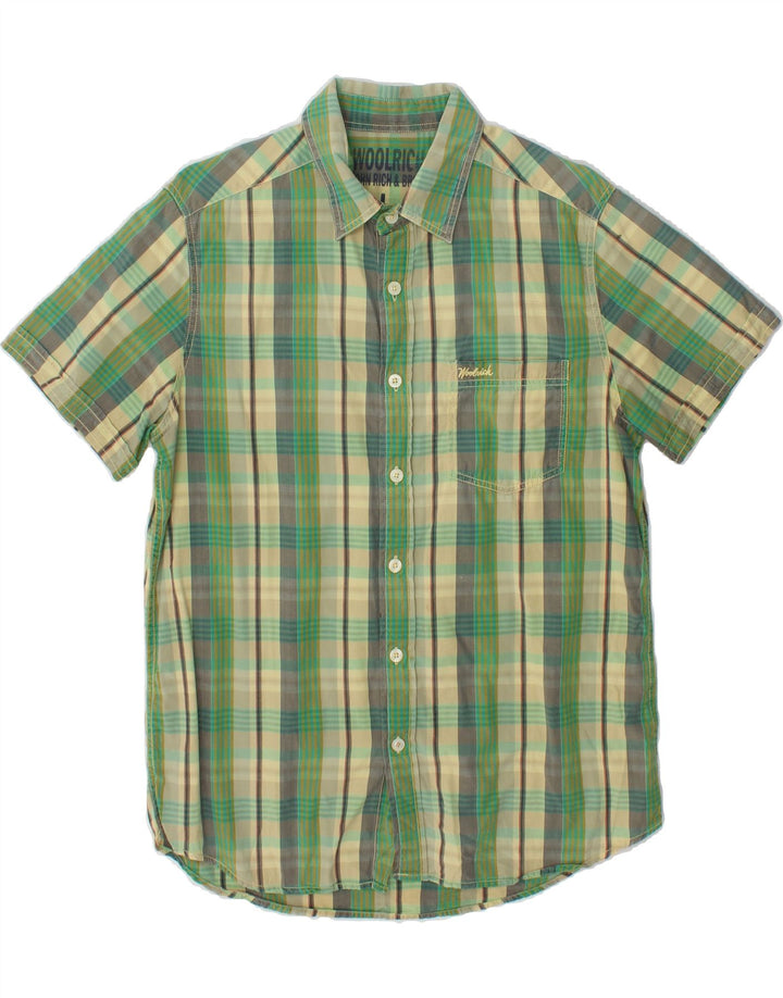 WOOLRICH Mens Short Sleeve Shirt Large Green Check Cotton Vintage Woolrich and Second-Hand Woolrich from Messina Hembry 