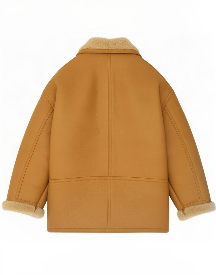 Palton vintage pentru femei din shearling IT 44 Bej mediu
