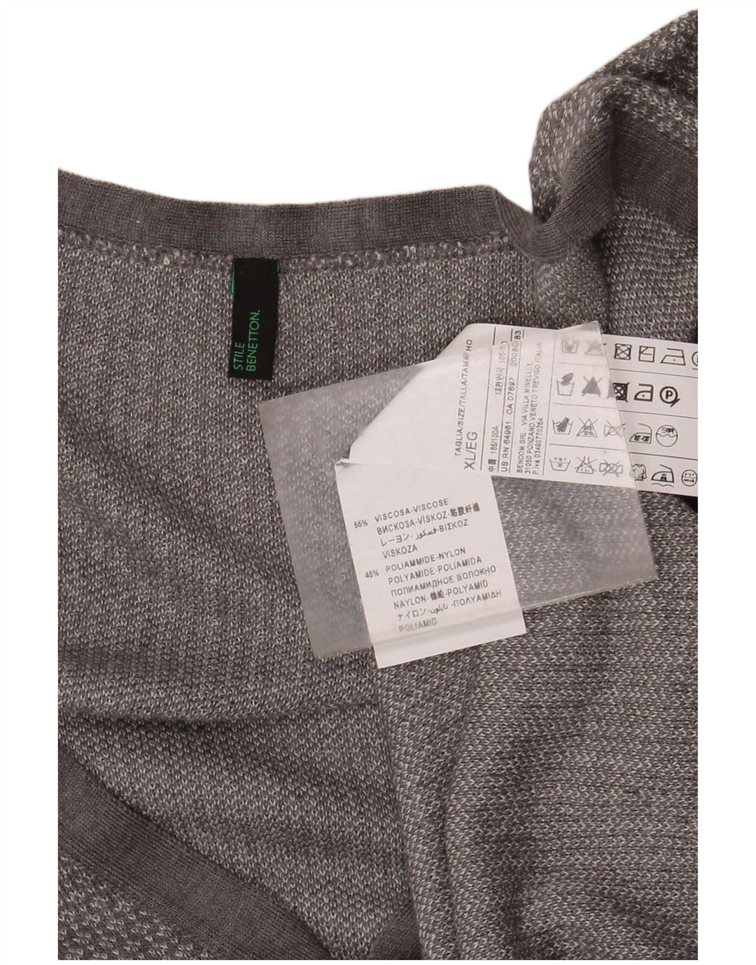 Pulover cardigan pentru femei BENETTON UK 18 XL, viscoză cu pături gri