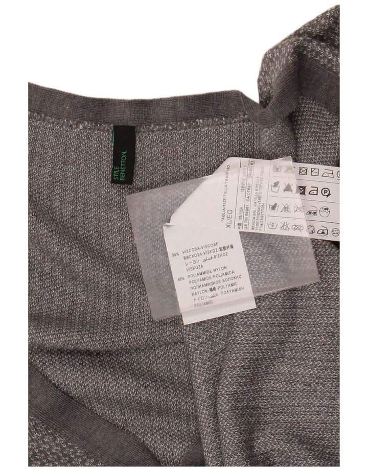 Pulover cardigan pentru femei BENETTON UK 18 XL, viscoză cu pături gri