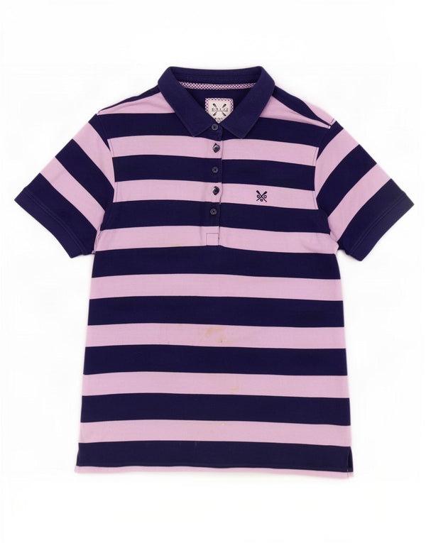 Crew Clothing Tricou polo pentru femei UK 14 Medium bleumarin, bumbac cu dungi