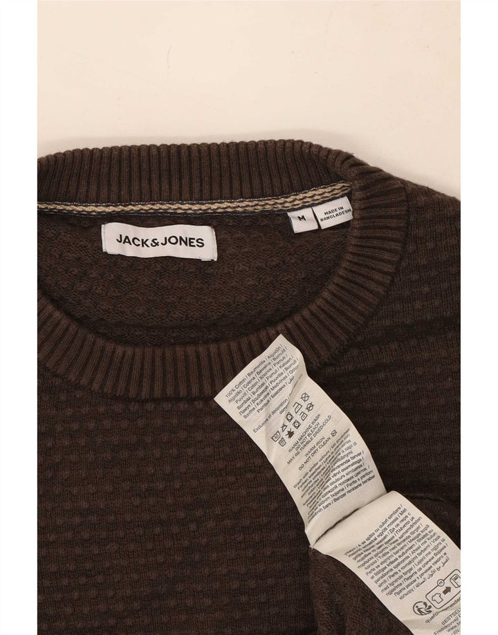 Pulover Jack & Jones pentru bărbați cu gât roșu, bumbac maro mediu