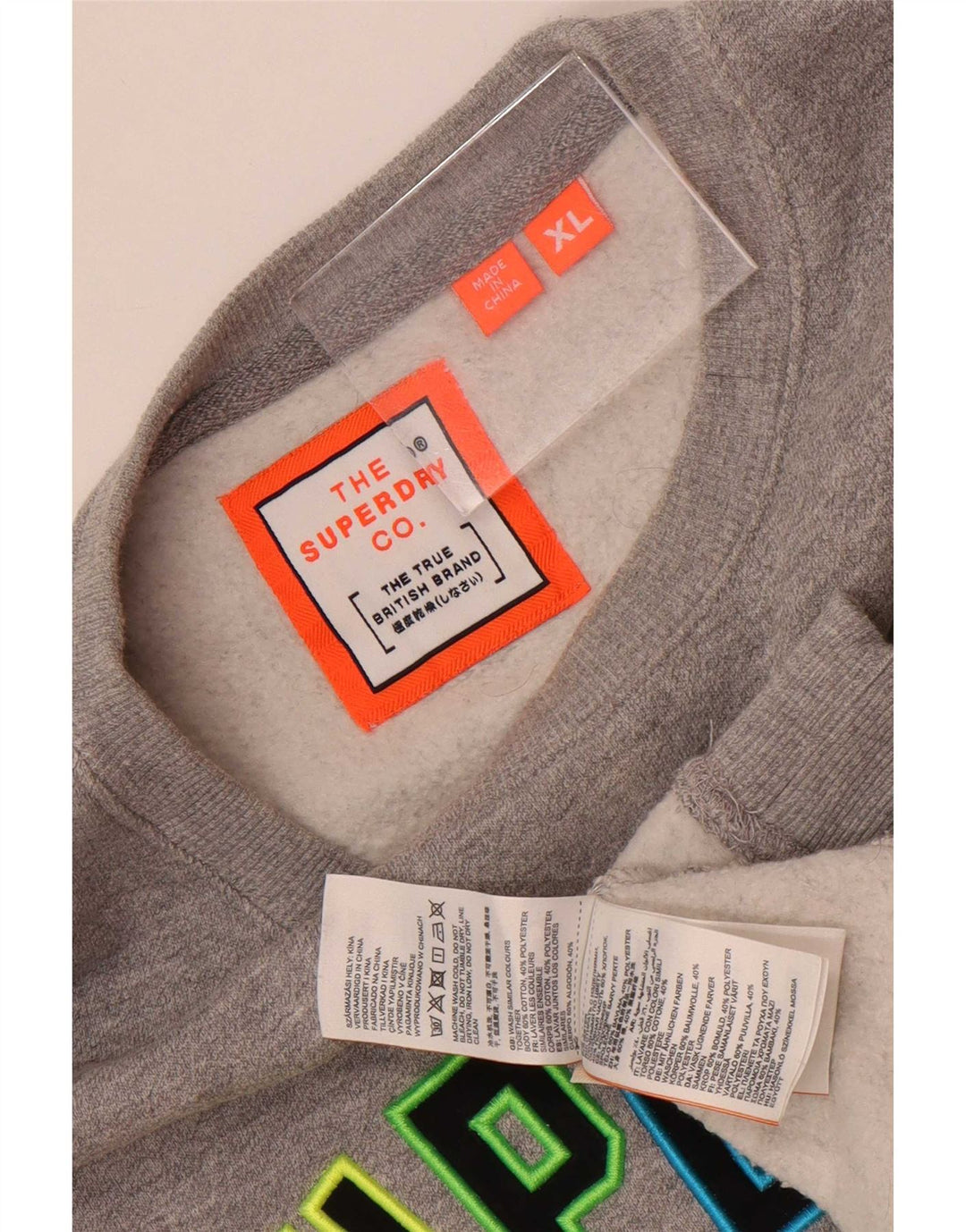 Hanorac grafic pentru bărbați Superdry Pulover XL, bumbac cu pete gri