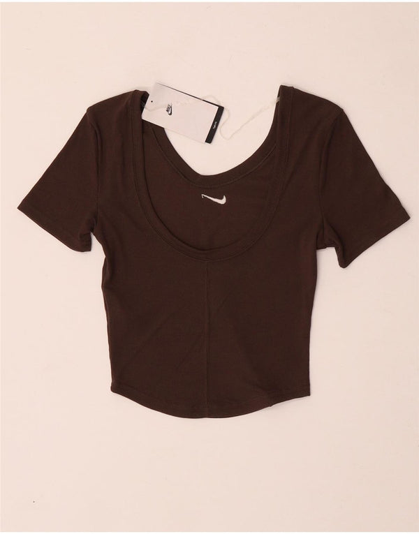 Tricou pentru femei Nike Crop Top UK 4 XS Maro Poliester