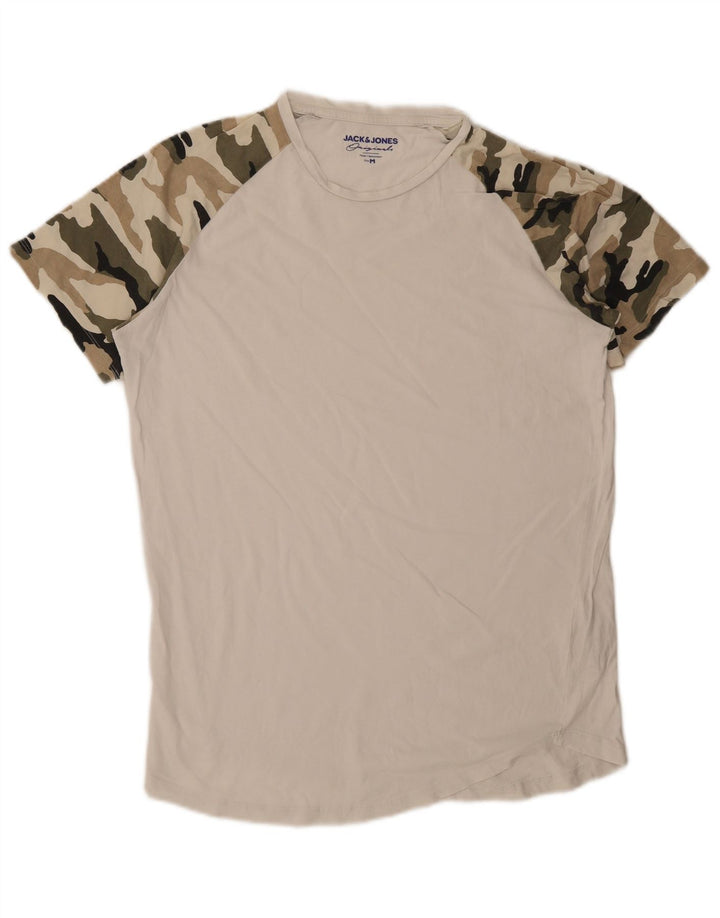 JACK & JONES Tricou Bărbați Top Mediu Alb Camuflaj Bumbac