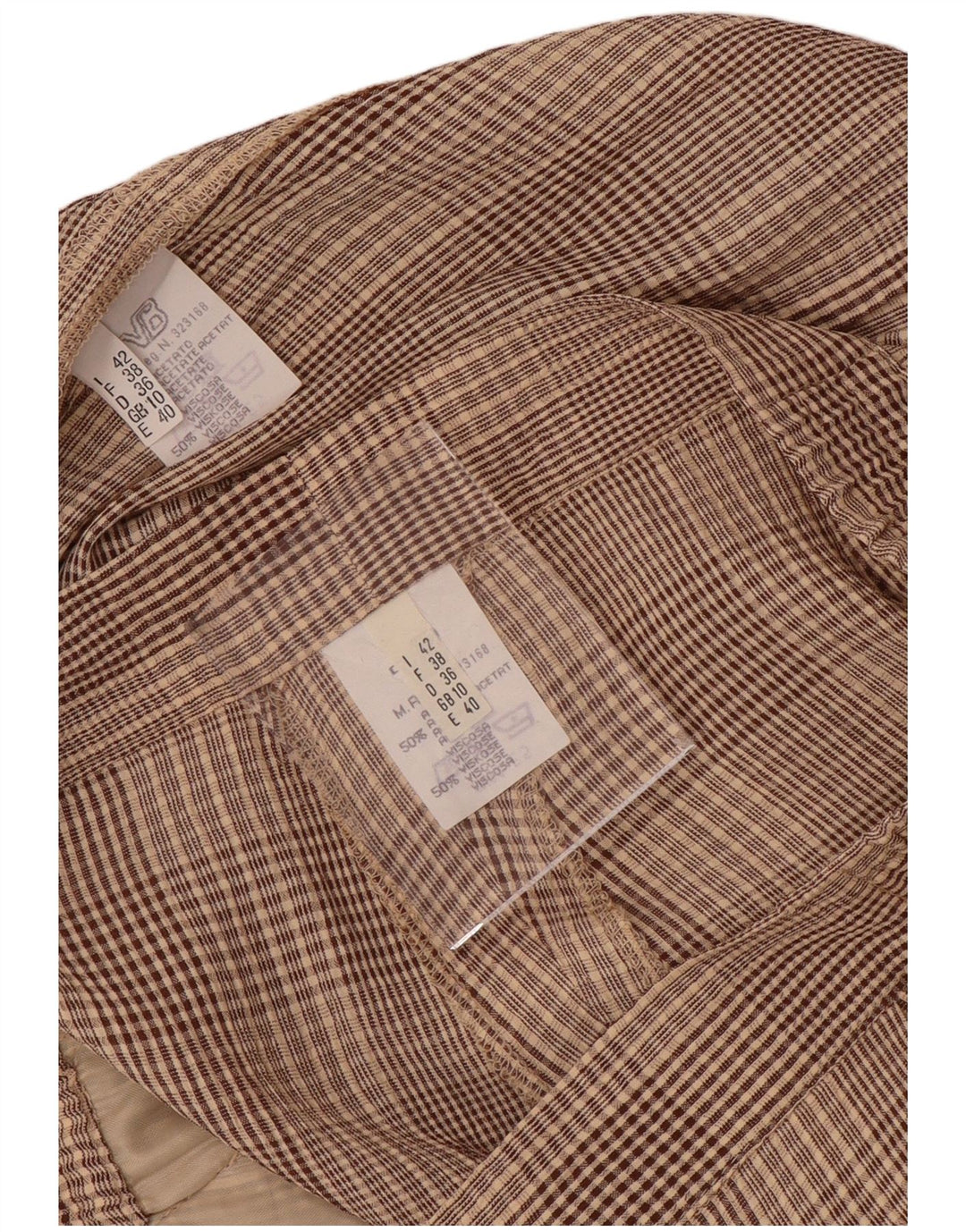 Set 2 piese pentru femei VINTAGE 4 nasturi UK 10 mic W28 maro Check Acetat