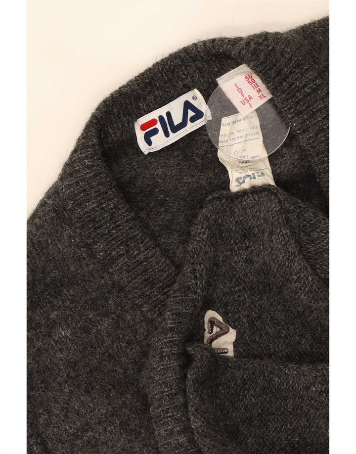 Pulover cardigan fără mâneci pentru bărbați Fila, lână gri mediu