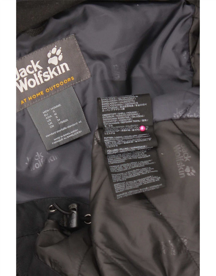 Jack Wolfskin pentru bărbați jachetă de vânt cu glugă, UK 34, poliester negru mic
