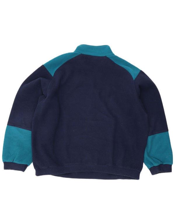 Pulover din lână vintage pentru bărbați, cu fermoar, 2XL, albastru, bloc de culoare