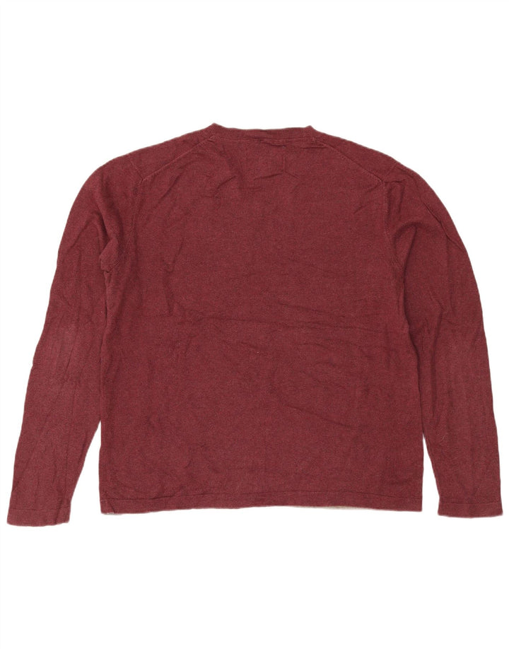 Pulover pentru bărbați cu decolteu în V Eddie Bauer, bumbac burgundă mediu